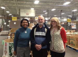 Katherine Sebastian-Dring who work at the Gemma E. Moran United Way Labor/Food Center stands on the left, next to Bob Davoy who runs a food pantry in downtown New London. Mary Gates (right) is an Americorp VISTA for the New London Food Policy Council.